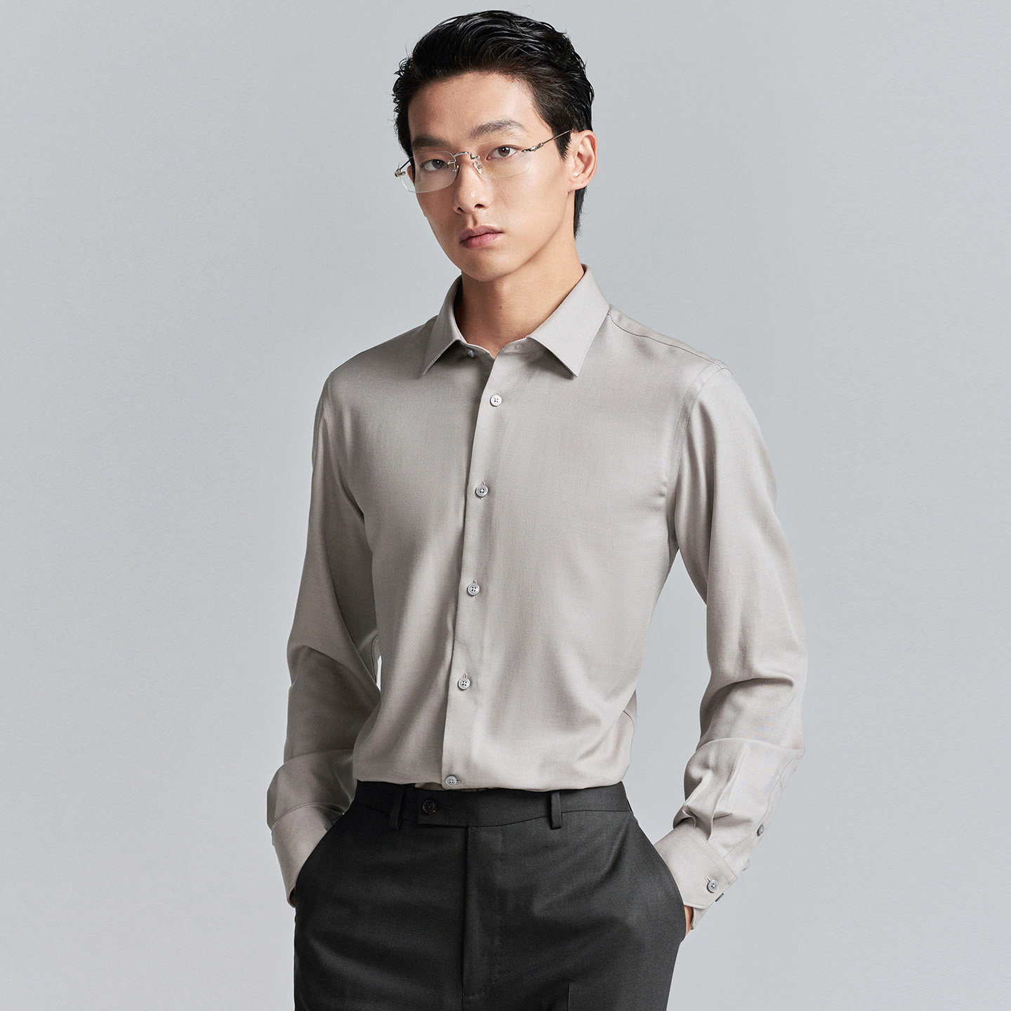 【可机洗羊毛】报喜鸟秋季新款商务正装男士长袖衬衫打底休闲衬衣