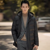 Зимний бархатный пуховик для отдыха, удерживающая тепло мужская куртка с капюшоном, гусиный пух