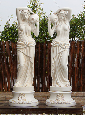 财富女神流水喷泉欧式玻璃钢雕塑