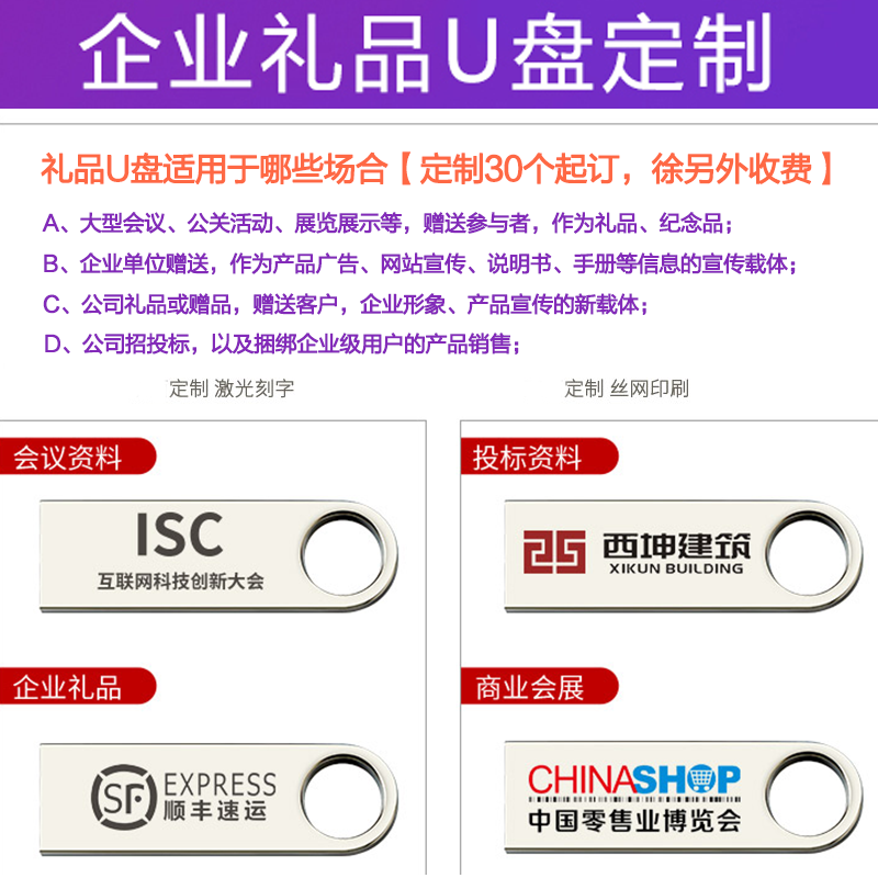 批发小容量招投标u盘1g2g4g8g标书专用小u盘刻字礼品优盘定制logo
