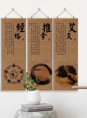 中医养生馆文化背景墙装饰画美容院壁画小儿推拿艾灸图穴位图挂画