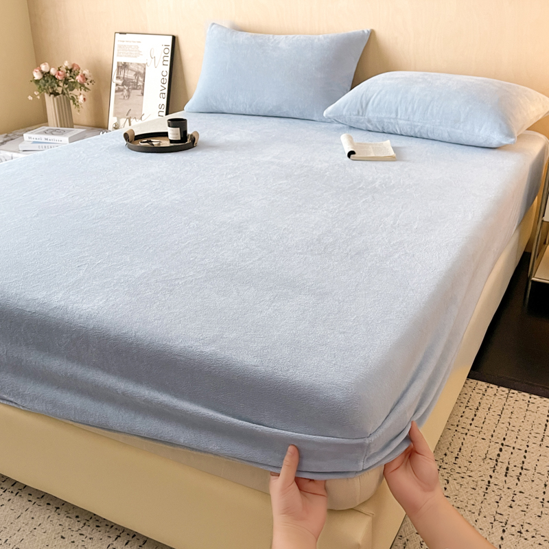 牛奶绒床笠2024新款冬季加绒加厚床罩床单家用床垫保护罩套防尘罩 - 图0