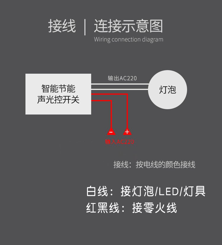 声光控开关二线内置吸顶灯模块220V家用楼道延时感应LED声控开关