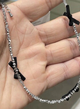 韩国东大门锁骨链闪钻蝴蝶结新款冷淡风项链日韩ins风少女颈链