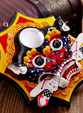 挂件精雕彩绘文王桃木挂饰复古