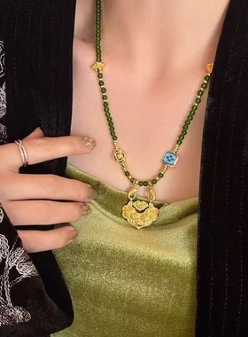 合金仿珍珠圆珠女新中式项链复古