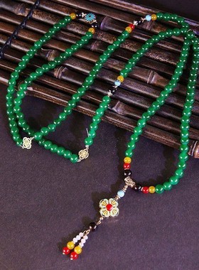 合金琉璃圆珠女新中式国风项链长