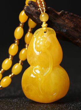 蜜蜡水滴吊坠项链长款民族风复古黄色串珠毛衣链衣服挂件配饰气质