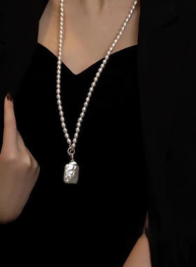 新中式复古米粒巴洛克珍珠串珠项链女长款气质国风毛衣链配饰高级