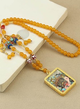 合金玻璃圆珠女扎基拉姆毛衣链长