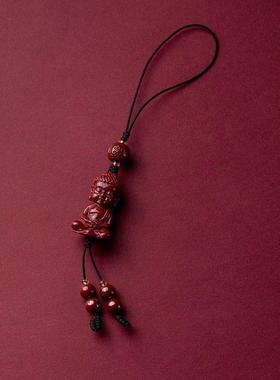 紫金砂朱砂手机链挂件吉象福猫手机链小佛小动物手机链