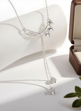 s999通体纯银项链女款轻奢小众跳动的闪钻多款吊坠纯银项链