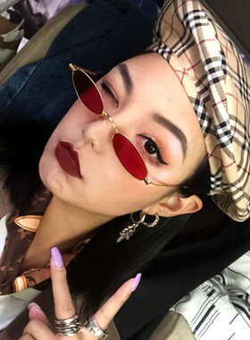 金属小框太阳镜复古椭圆形