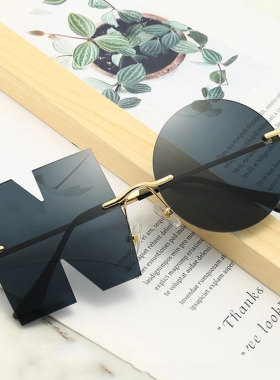 无框眼镜INS镜片搞怪时尚墨镜