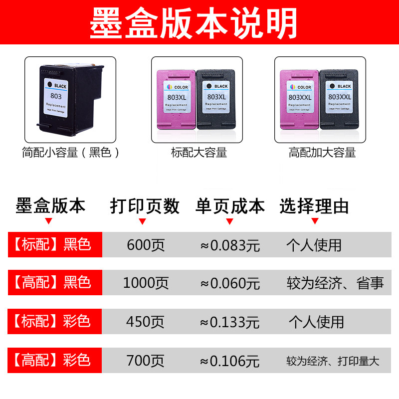 兼容惠普hp803xl可加墨打印机墨水 绽放果图墨盒