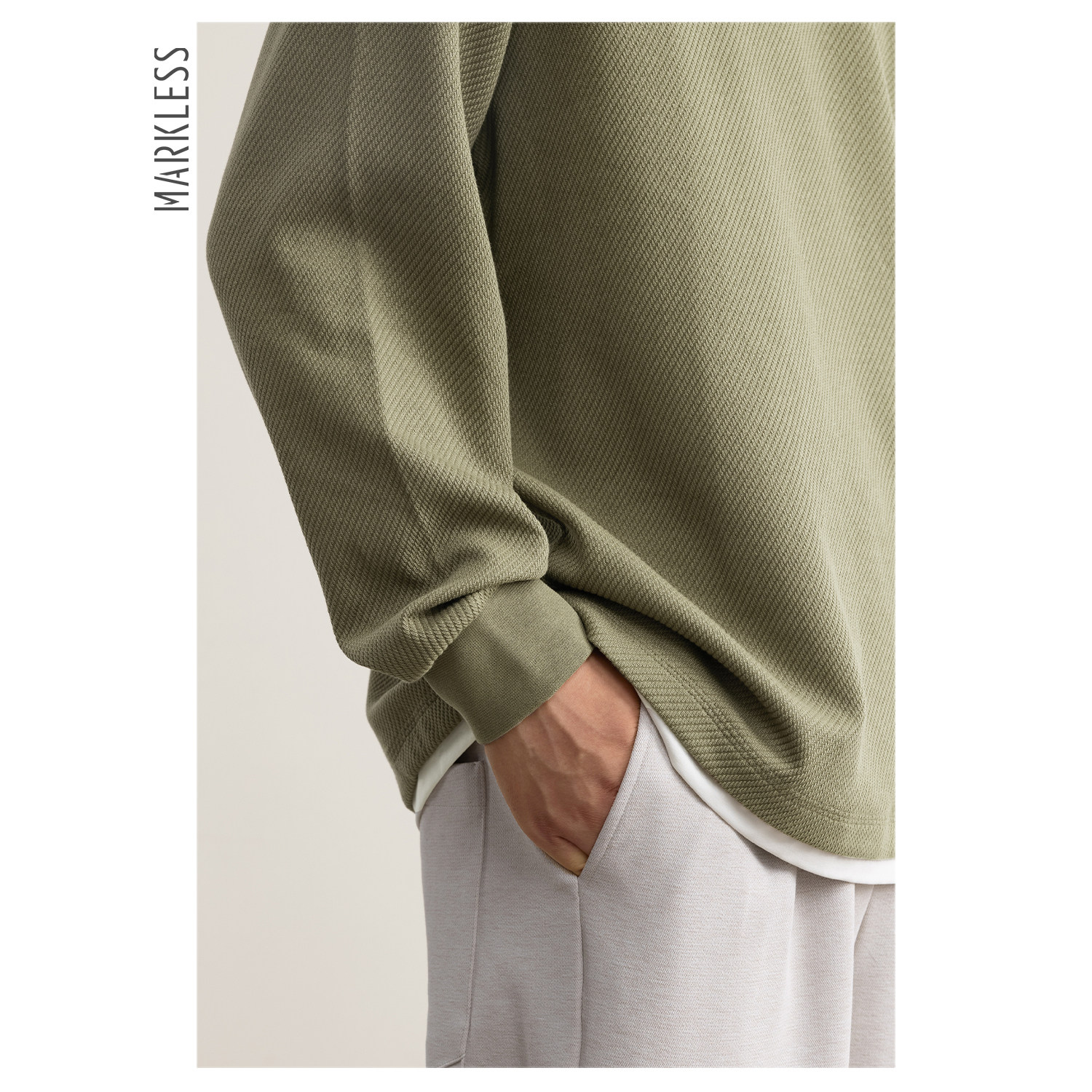 Markless假两件长袖卫衣男士2025秋季新款宽松圆领打底衫内搭男装,淘宝优惠券,粉丝福利购,淘宝优惠卷