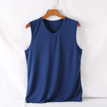 No VM057 No Summer Ice Silk Trace Heart Back T-shirt Men's Sleeveless Sleeveless Breathable Cool Feel Fitness Sports Thin Quick-drying