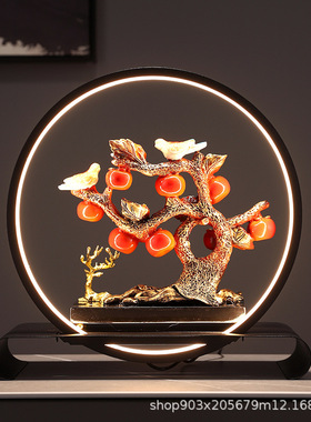 新中式喜上眉梢摆件玄关博古架婚房电视柜酒柜装饰品柿子摆件客厅