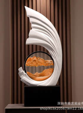 风生水起流沙画现代轻奢大摆件客厅玄关办公室进门入户高级感装饰