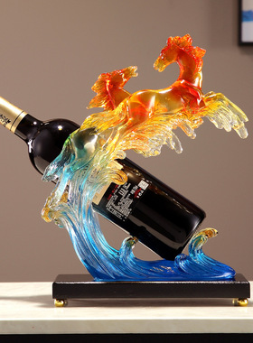 创意马酒架摆件红酒托新中式客厅电视柜玄关酒柜家居高档装饰品