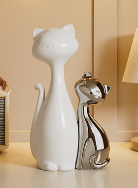 创意猫咪摆件客厅轻奢高档酒柜电视柜玄关餐边柜装饰品高级感小众