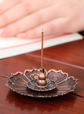 桌面摆件香炉家用新款室内办公装饰工艺品创意仿古铜线香底座香盘