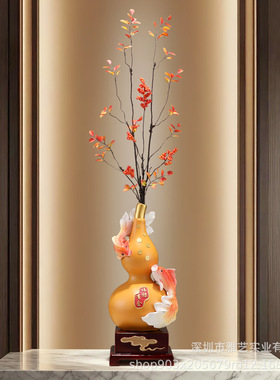 新中式招财葫芦摆件家居客厅玄关电视柜假花装饰摆设新居乔迁礼品