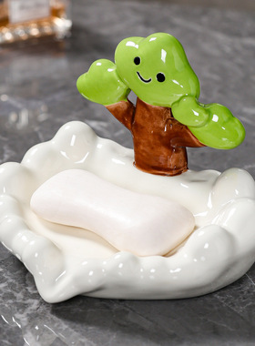 创意放轻松香皂盒置物架摆件卫生间浴室家用陶瓷不积水皂碟托装饰