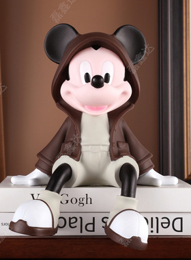 风衣米奇坐姿摆件客厅电视柜装饰入户玄关酒柜高级感小众手办轻奢