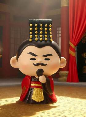 新款Q然三国盲盒小摆件卡通国潮关羽诸葛亮孙权手办办公室桌面装