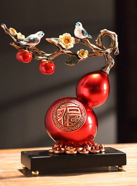 福禄双全葫芦摆件树脂工艺品客厅玄关酒柜隔断电视柜装饰中式手工