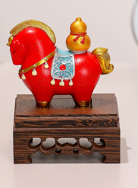 新年生肖国潮福袋元宝马玄关客厅家居装饰摆件创意吉祥物年会礼品