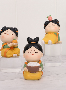 唐仕女宫廷装饰品创意古风玩偶树脂工艺品可爱手工高级感桌面摆件