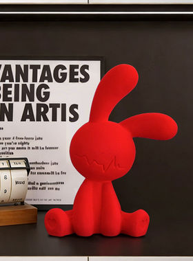 坐姿兔子红色摆件客厅玄关酒柜电视柜背景小众高级感家居软装饰品