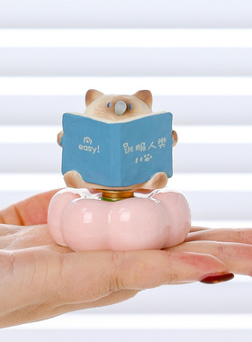 小陪伴转转盲盒摆件新款送同事生日礼物网红爆款创意卡通小猫装饰