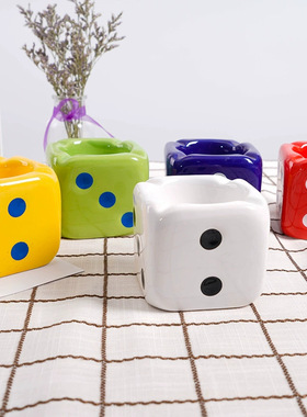 陶瓷筛子烟灰缸色子礼品家居摆件骰子个性家居办公室烟灰缸