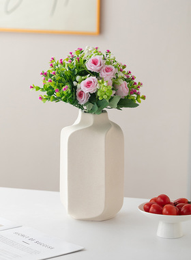 ins磨砂陶瓷插花花瓶创意简约客厅现代家居插花器装饰品摆件
