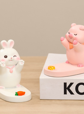 小猪手机支架创意可爱办公室桌面装饰礼物教师节礼品新款摆件公仔
