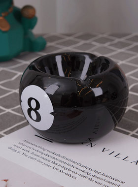 创意陶瓷烟灰缸桌球台球黑8烟灰缸 创意个性家用办公室陶瓷烟