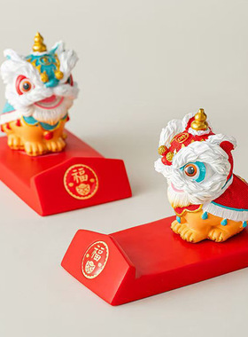 手机支架国潮醒狮桌面追剧床头懒人新年送礼物装饰创意摆件