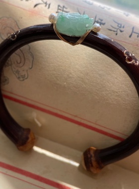 原创西藏高原深山老鸡血藤镶嵌缅甸A货手镯