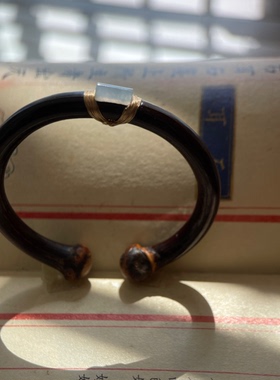 原创西藏高原深山老鸡血藤手镯镶嵌缅甸A货冰种马鞍