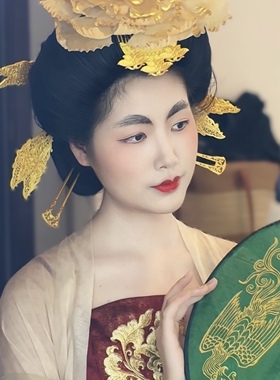 大萌制 唐风蔓草蝴蝶纹发簪发梳套装 唐代汉服发饰 3d打印簪子 女