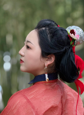 大萌制 明代花草纹镂空梁冠 汉服发饰金冠银冠头饰 3d打印发冠
