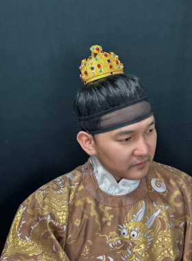 大萌制 仿 明 如意云纹宝石冠 汉服配饰发冠  3d打印束发冠 男