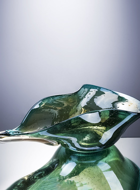 荷叶玻璃客厅玄关餐桌新居摆件