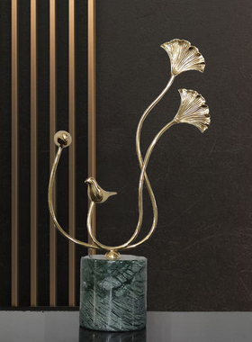 黄铜轻奢枫叶摆件银杏别墅软装