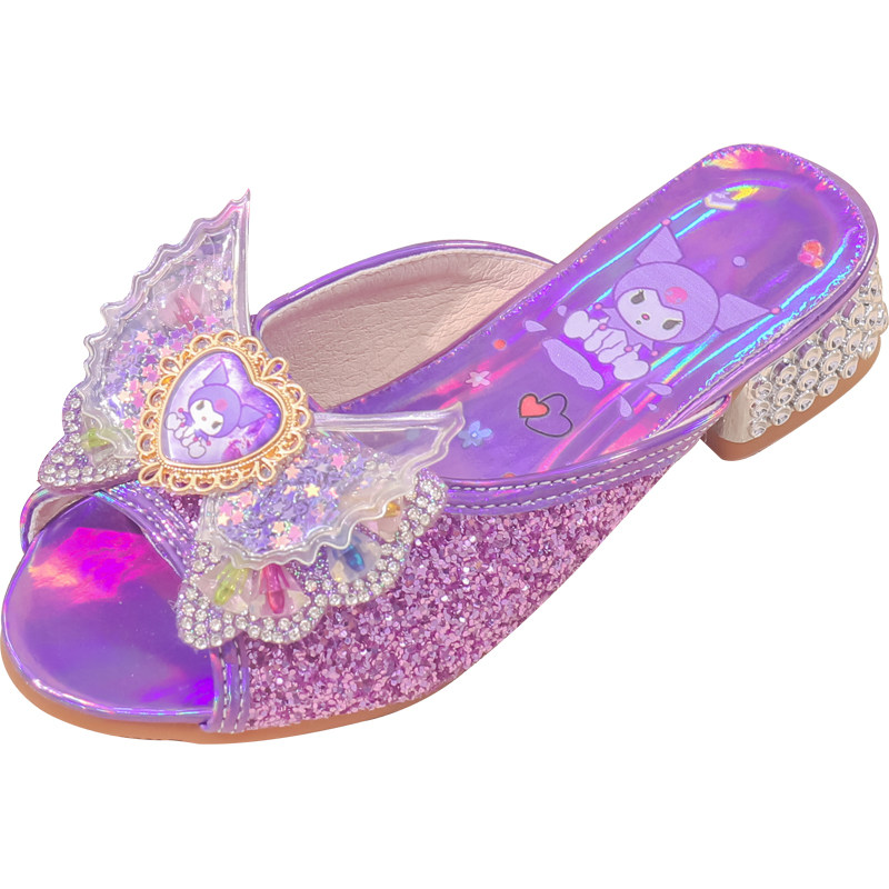 库洛米女童高跟拖鞋2025夏季新款儿童外穿水晶鞋宝宝小女孩公主鞋,淘宝优惠券,粉丝福利购,淘宝优惠卷