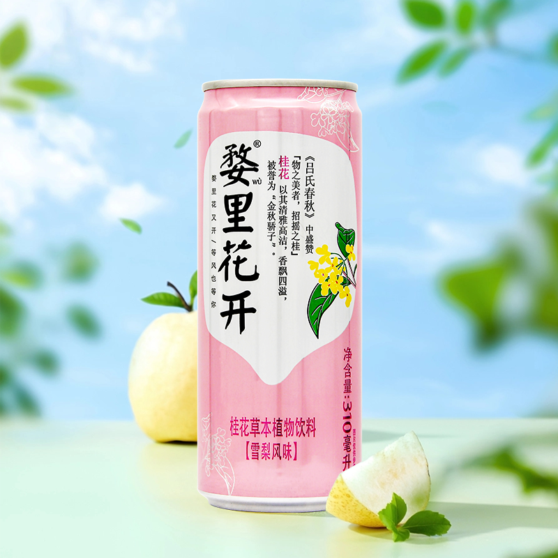 婺里花开皇菊草本植物饮料雪梨味青柠味山楂味西柚味310ml*24罐 - 图1