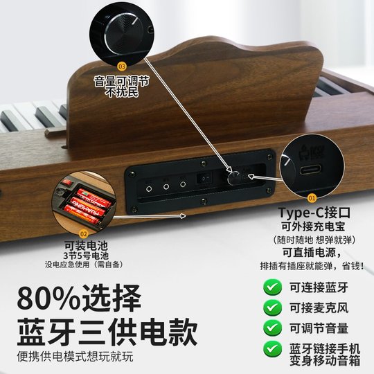 Qiaowa Kinder Holz Klavier Elektronische Tastatur Anfänger Mädchen Spielzeug Baby Musikinstrument Aufklärung Geschenk 37 Tasten Eintrag